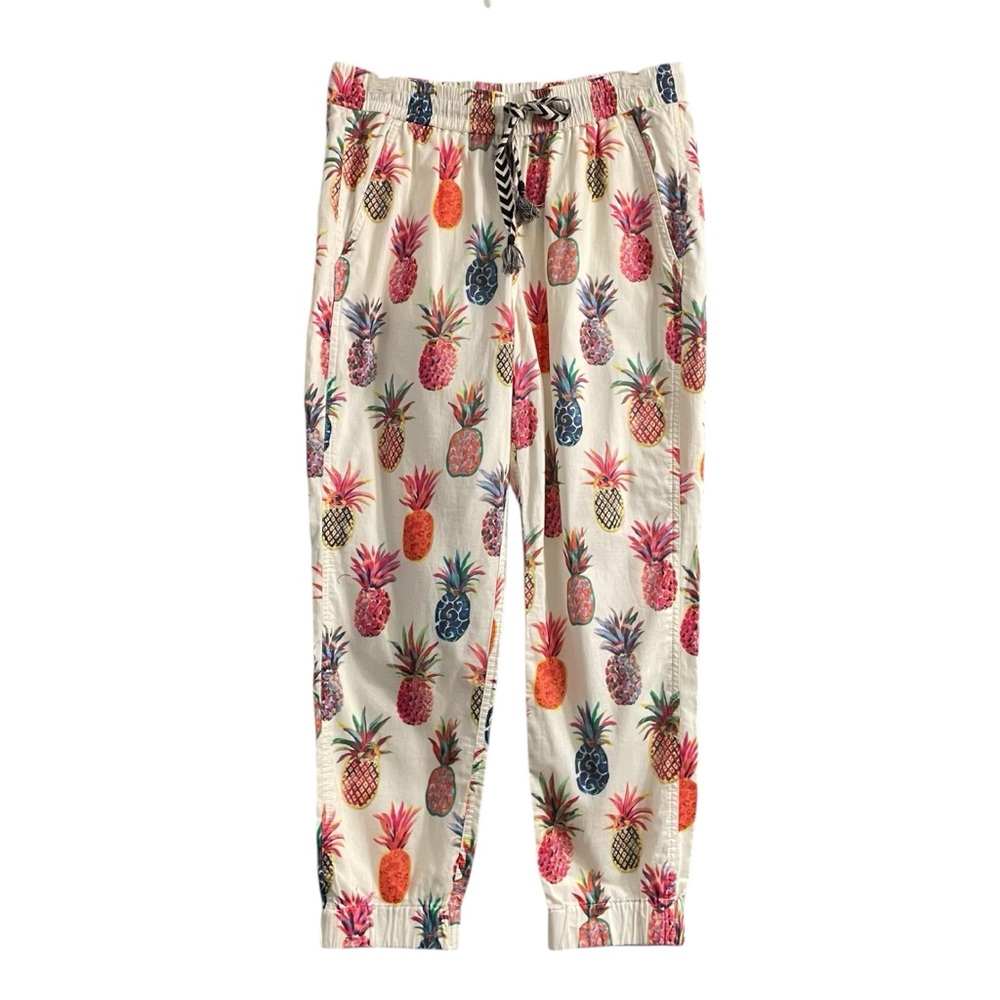 J CREW Ratti Painted Pineapple joggers 100% cotton Fruit print colorful size 2
